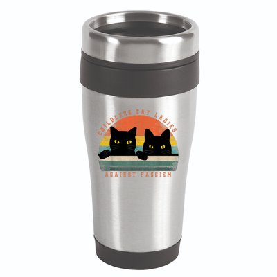 Childless Cat Ladies Feminist Childless Cat Ladies Against Fascism 16oz Travel Tumbler