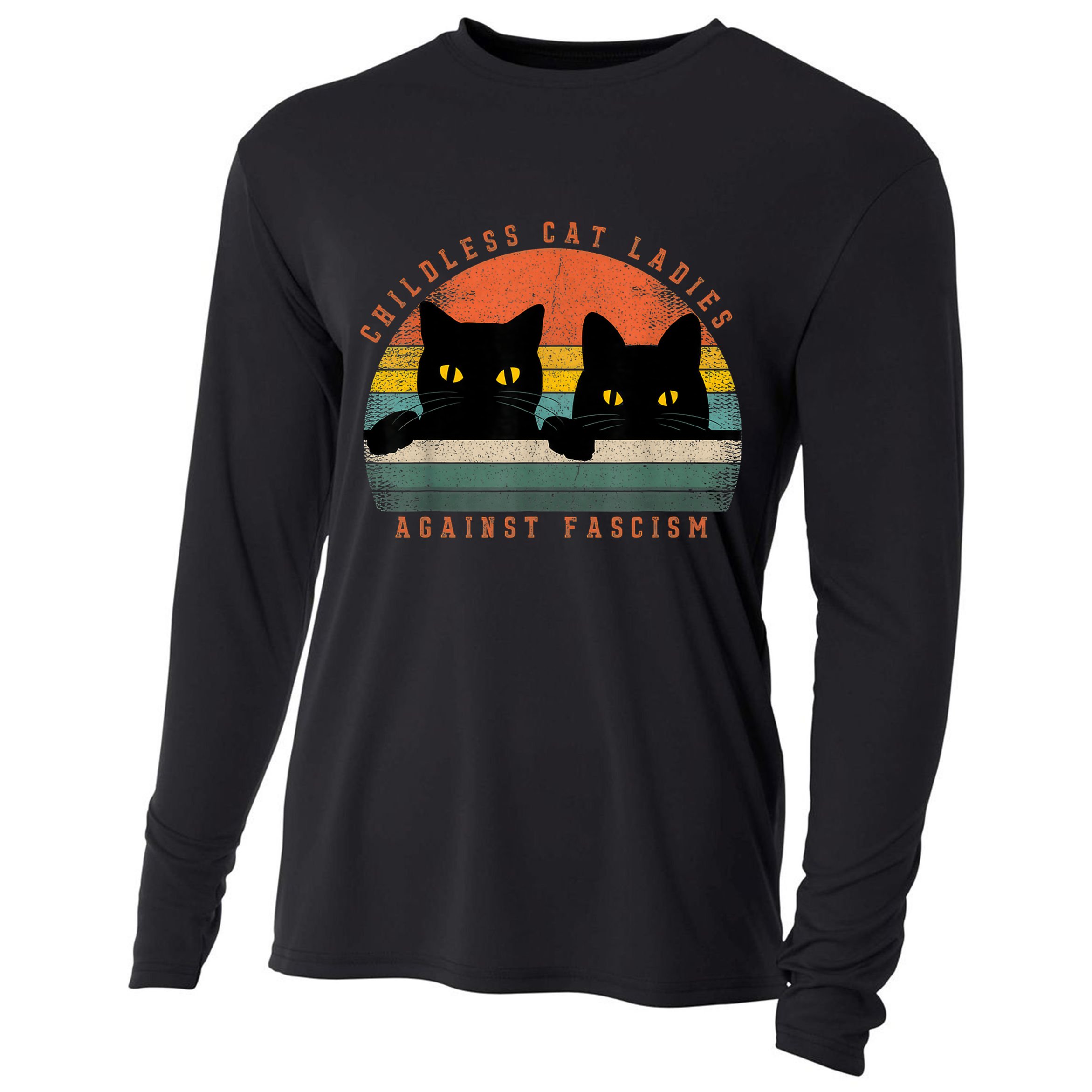 Childless Cat Ladies Feminist Childless Cat Ladies Against Fascism Cooling Performance Long Sleeve Crew