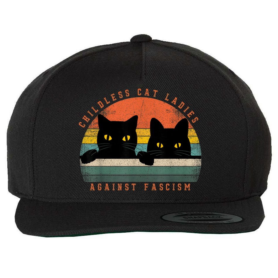 Childless Cat Ladies Feminist Childless Cat Ladies Against Fascism Wool Snapback Cap