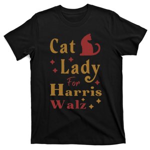 Childless Cat Lady For Kamala Harris Tim Walz Waltz 2024 T-Shirt