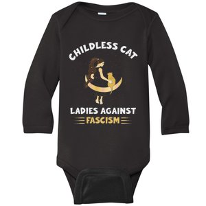 Childless Cat Ladies Against Fascism Childless Cat Lady Baby Long Sleeve Bodysuit