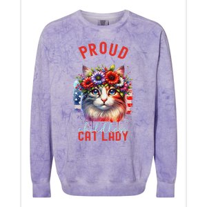 Childless Cat Ladies Election Day American Flag Cat Ladies Colorblast Crewneck Sweatshirt