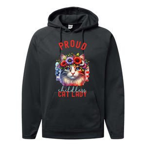 Childless Cat Ladies Election Day American Flag Cat Ladies Performance Fleece Hoodie