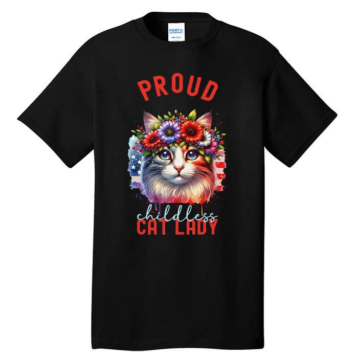 Childless Cat Ladies Election Day American Flag Cat Ladies Tall T-Shirt