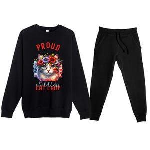 Childless Cat Ladies Election Day American Flag Cat Ladies Premium Crewneck Sweatsuit Set