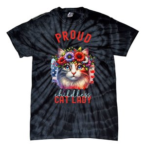 Childless Cat Ladies Election Day American Flag Cat Ladies Tie-Dye T-Shirt