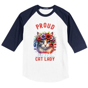 Childless Cat Ladies Election Day American Flag Cat Ladies Baseball Sleeve Shirt