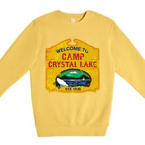 Camp Crystal Lake Halloween Funny Camping Graphic Premium Crewneck Sweatshirt