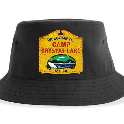 Camp Crystal Lake Halloween Funny Camping Graphic Sustainable Bucket Hat