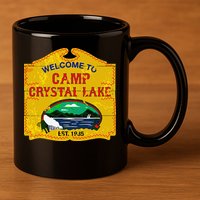 Camp Crystal Lake Halloween Funny Camping Graphic 11oz C Handle Ceramic Mug