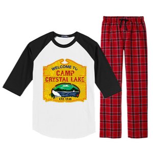 Camp Crystal Lake Halloween Funny Camping Graphic Raglan Sleeve Pajama Set