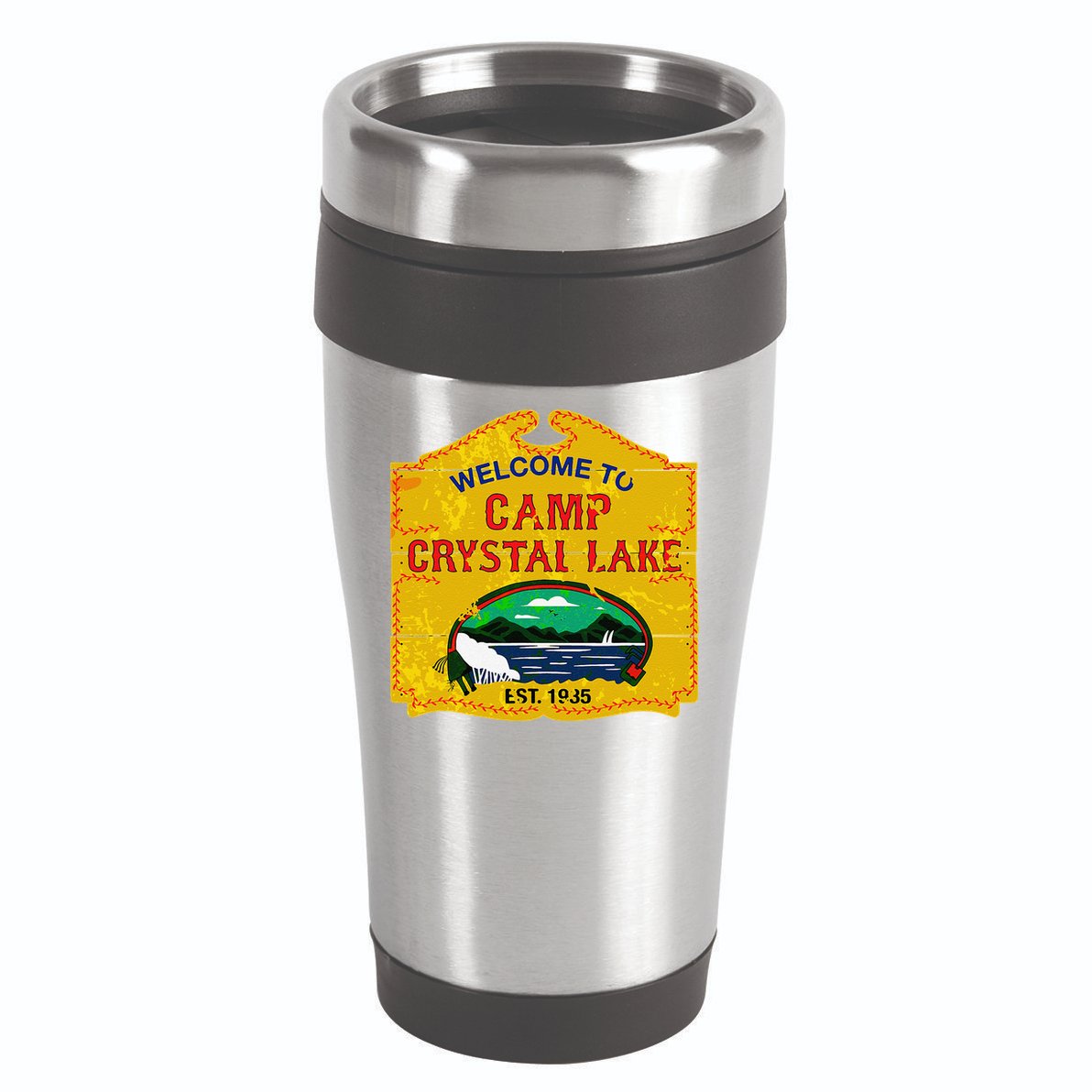 Camp Crystal Lake Halloween Funny Camping Graphic 16oz Travel Tumbler