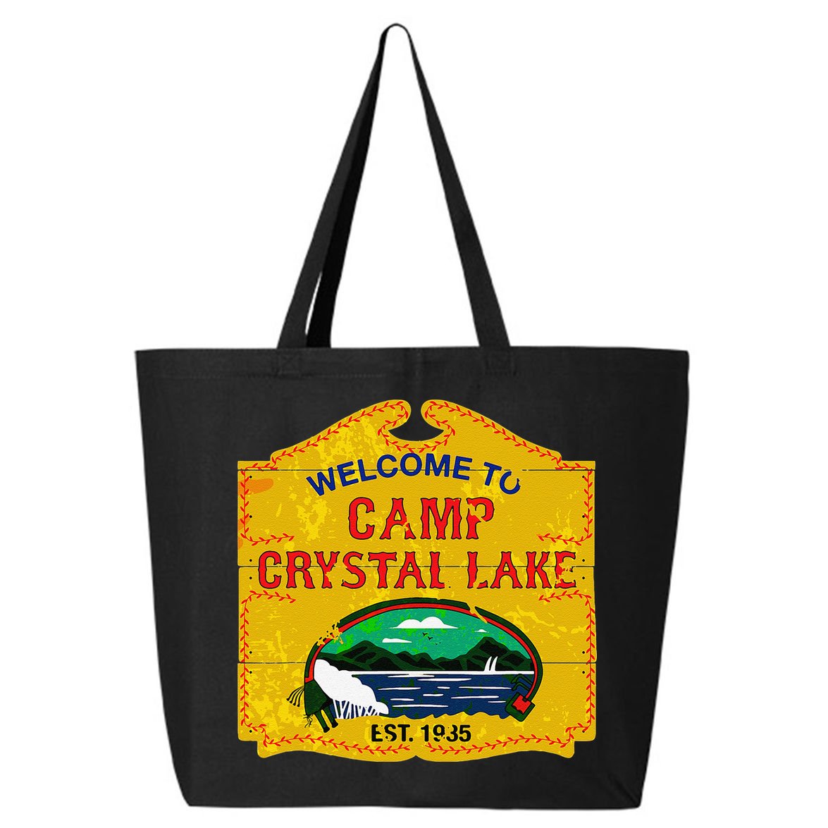 Camp Crystal Lake Halloween Funny Camping Graphic 25L Jumbo Tote