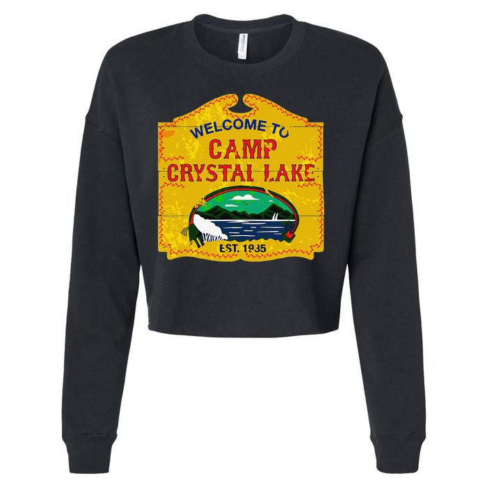 Camp Crystal Lake Halloween Funny Camping Graphic Cropped Pullover Crew