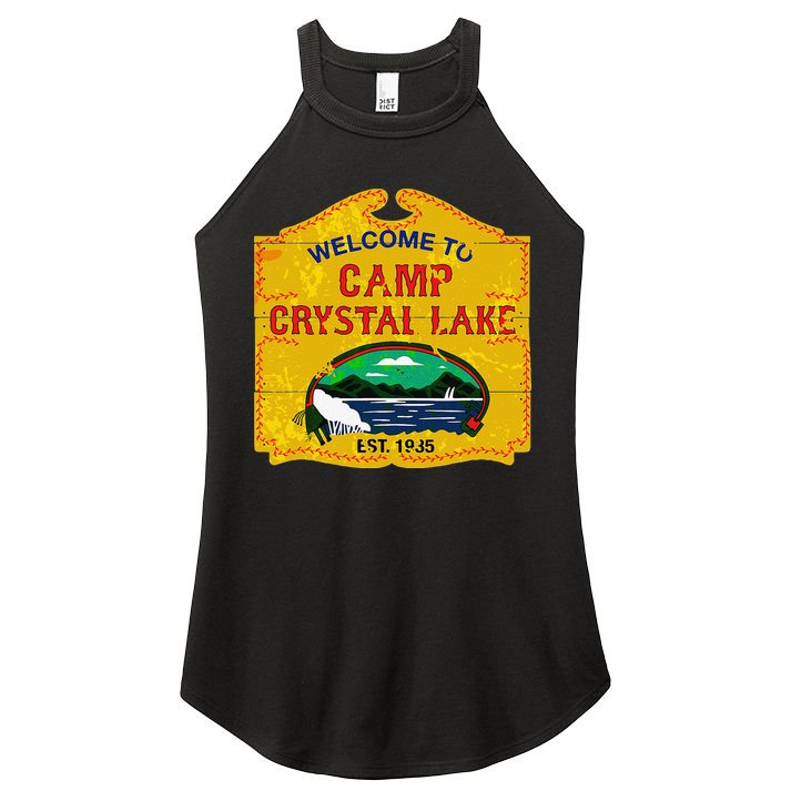Camp Crystal Lake Halloween Funny Camping Graphic Women's Perfect Tri Rocker Tank