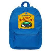 Camp Crystal Lake Halloween Funny Camping Graphic 16 in Basic Backpack