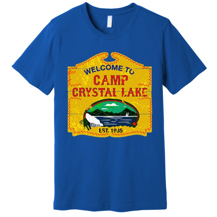 Camp Crystal Lake Halloween Funny Camping Graphic Premium T-Shirt