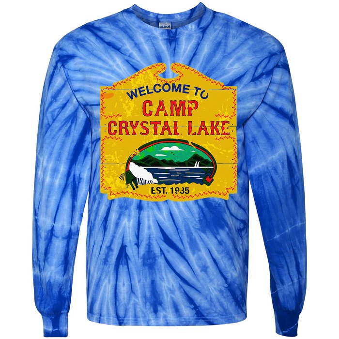 Camp Crystal Lake Halloween Funny Camping Graphic Tie-Dye Long Sleeve Shirt