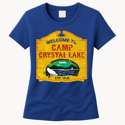 Camp Crystal Lake Halloween Funny Camping Graphic Womens T-Shirt