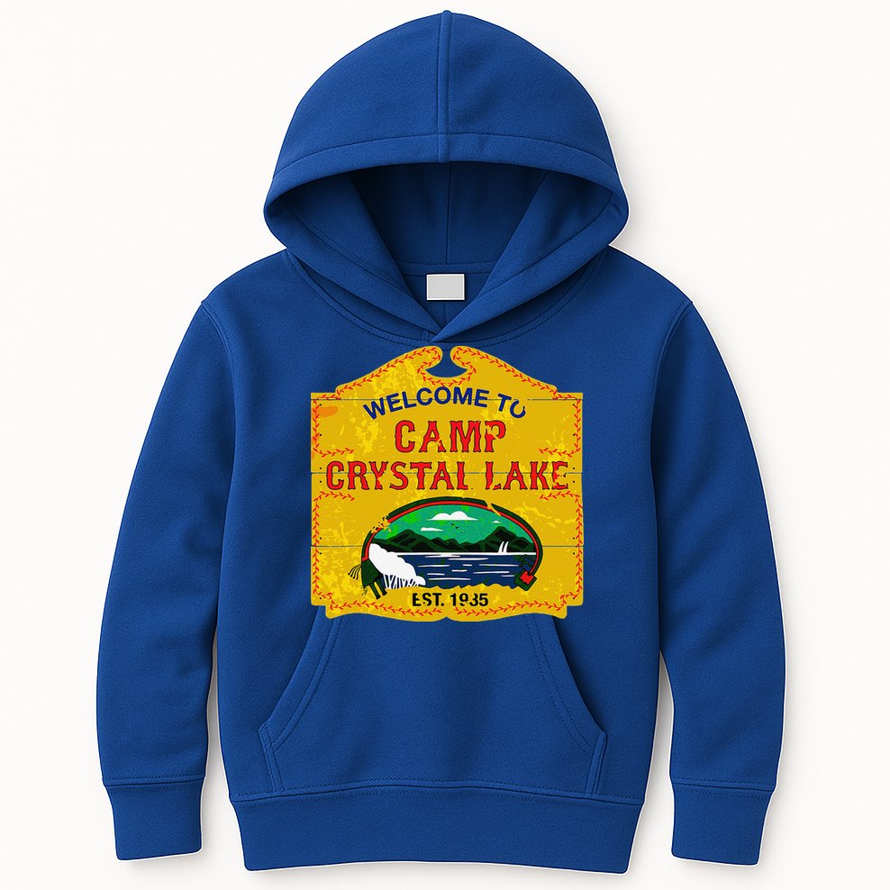 Camp Crystal Lake Halloween Funny Camping Graphic Kids Hoodie