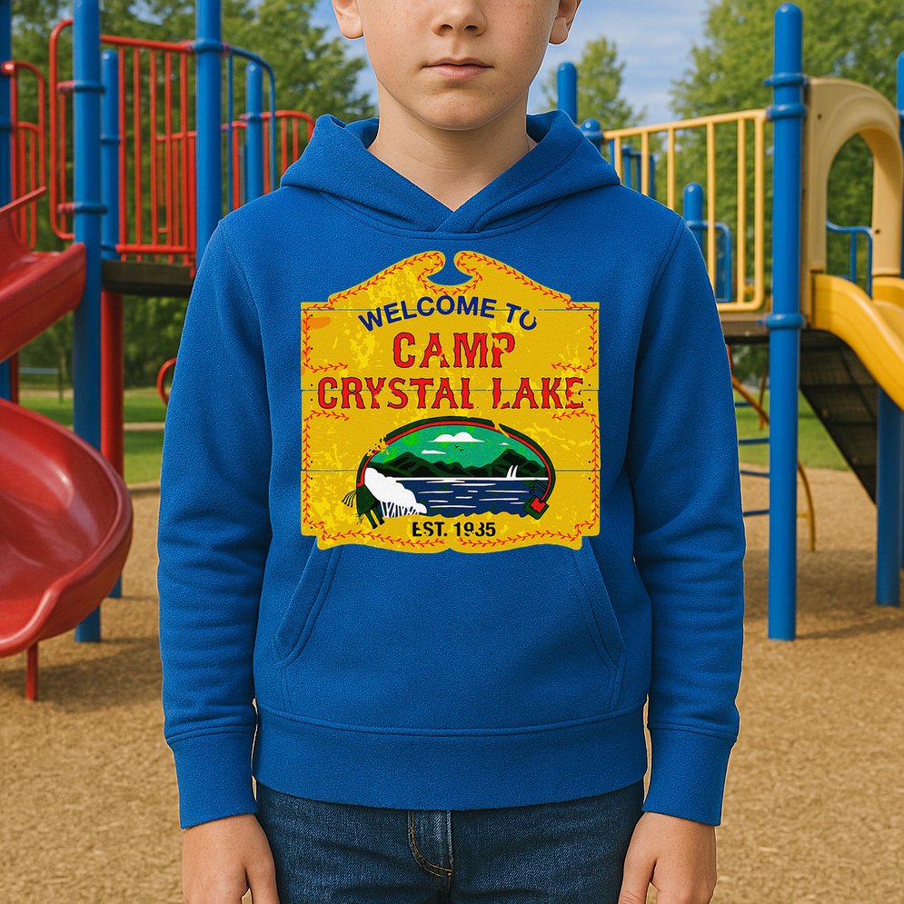 Camp Crystal Lake Halloween Funny Camping Graphic Kids Hoodie