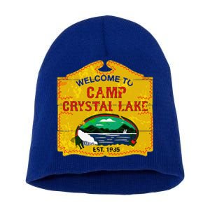 Camp Crystal Lake Halloween Funny Camping Graphic Short Acrylic Beanie