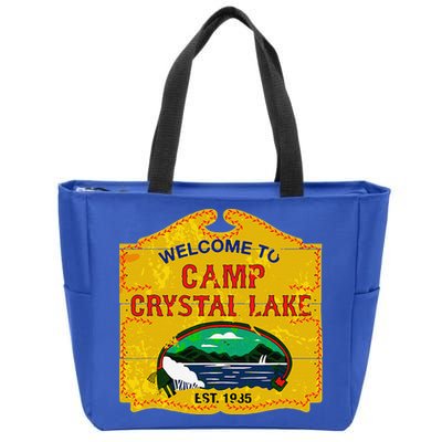 Camp Crystal Lake Halloween Funny Camping Graphic Zip Tote Bag