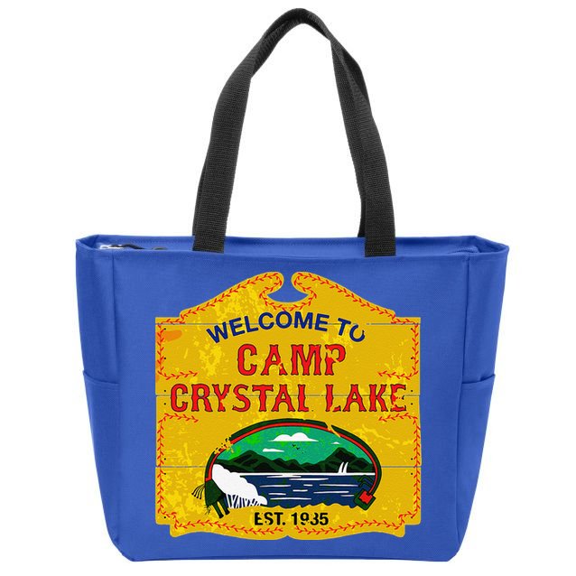 Camp Crystal Lake Halloween Funny Camping Graphic Zip Tote Bag