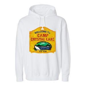 Camp Crystal Lake Halloween Funny Camping Graphic Garment-Dyed Fleece Hoodie