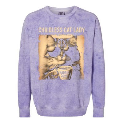 Childless Cat Lady Vintage Coffee Cat Colorblast Crewneck Sweatshirt