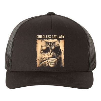 Childless Cat Lady Vintage Coffee Cat Yupoong Adult 5-Panel Trucker Hat