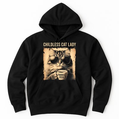 Childless Cat Lady Vintage Coffee Cat Hoodie