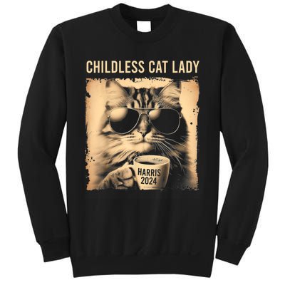 Childless Cat Lady Vintage Coffee Cat Sweatshirt