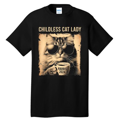 Childless Cat Lady Vintage Coffee Cat Tall T-Shirt