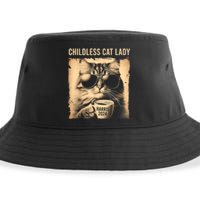 Childless Cat Lady Vintage Coffee Cat Sustainable Bucket Hat