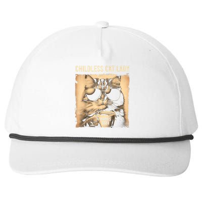 Childless Cat Lady Vintage Coffee Cat Snapback Five-Panel Rope Hat