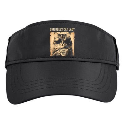 Childless Cat Lady Vintage Coffee Cat Adult Drive Performance Visor