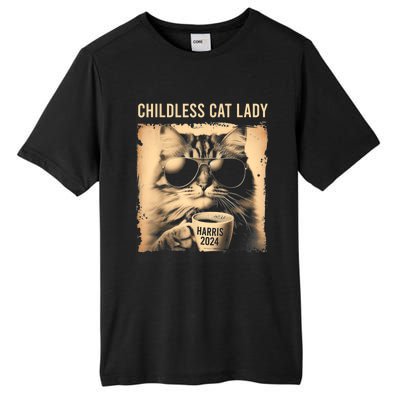 Childless Cat Lady Vintage Coffee Cat Tall Fusion ChromaSoft Performance T-Shirt