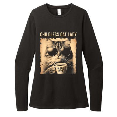 Childless Cat Lady Vintage Coffee Cat Womens CVC Long Sleeve Shirt