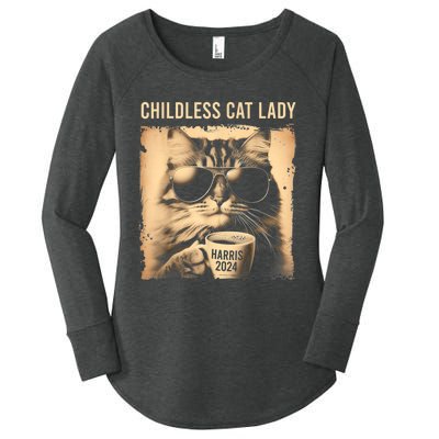 Childless Cat Lady Vintage Coffee Cat Women's Perfect Tri Tunic Long Sleeve Shirt