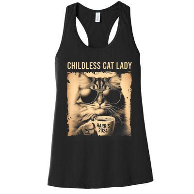 Childless Cat Lady Vintage Coffee Cat Women's Racerback Tank