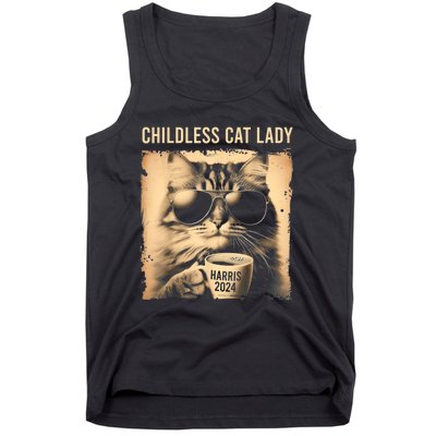 Childless Cat Lady Vintage Coffee Cat Tank Top