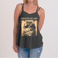 Childless Cat Lady Vintage Coffee Cat Women's Strappy Tank