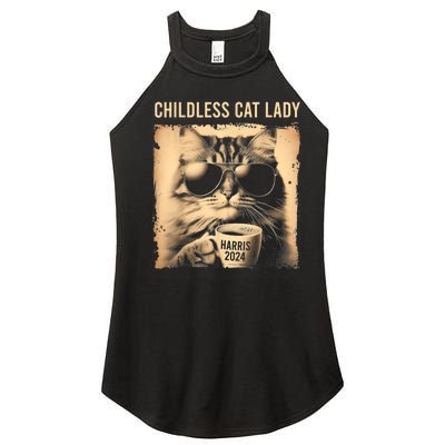 Childless Cat Lady Vintage Coffee Cat Women's Perfect Tri Rocker Tank