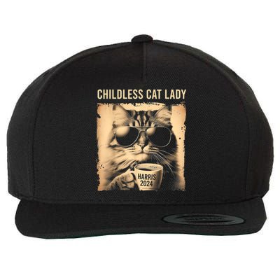 Childless Cat Lady Vintage Coffee Cat Wool Snapback Cap