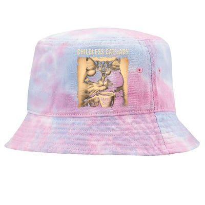 Childless Cat Lady Vintage Coffee Cat Tie-Dyed Bucket Hat