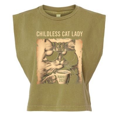 Childless Cat Lady Vintage Coffee Cat Garment-Dyed Women's Muscle Tee