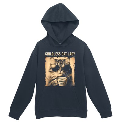 Childless Cat Lady Vintage Coffee Cat Urban Pullover Hoodie