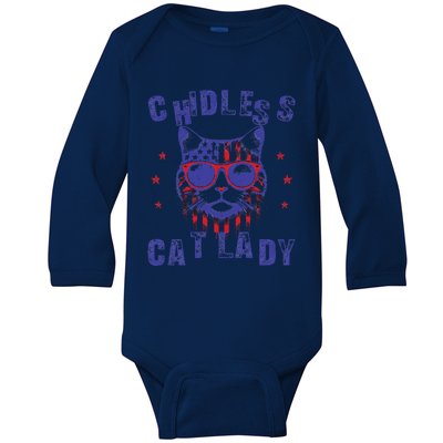 Childless Cat Ladies For Kamala Harris 2024 Election Vintage Baby Long Sleeve Bodysuit