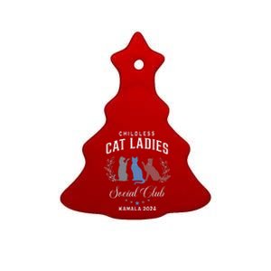 Childless Cat Ladies For Kamala Harris 2024 Election Ceramic Tree Ornament